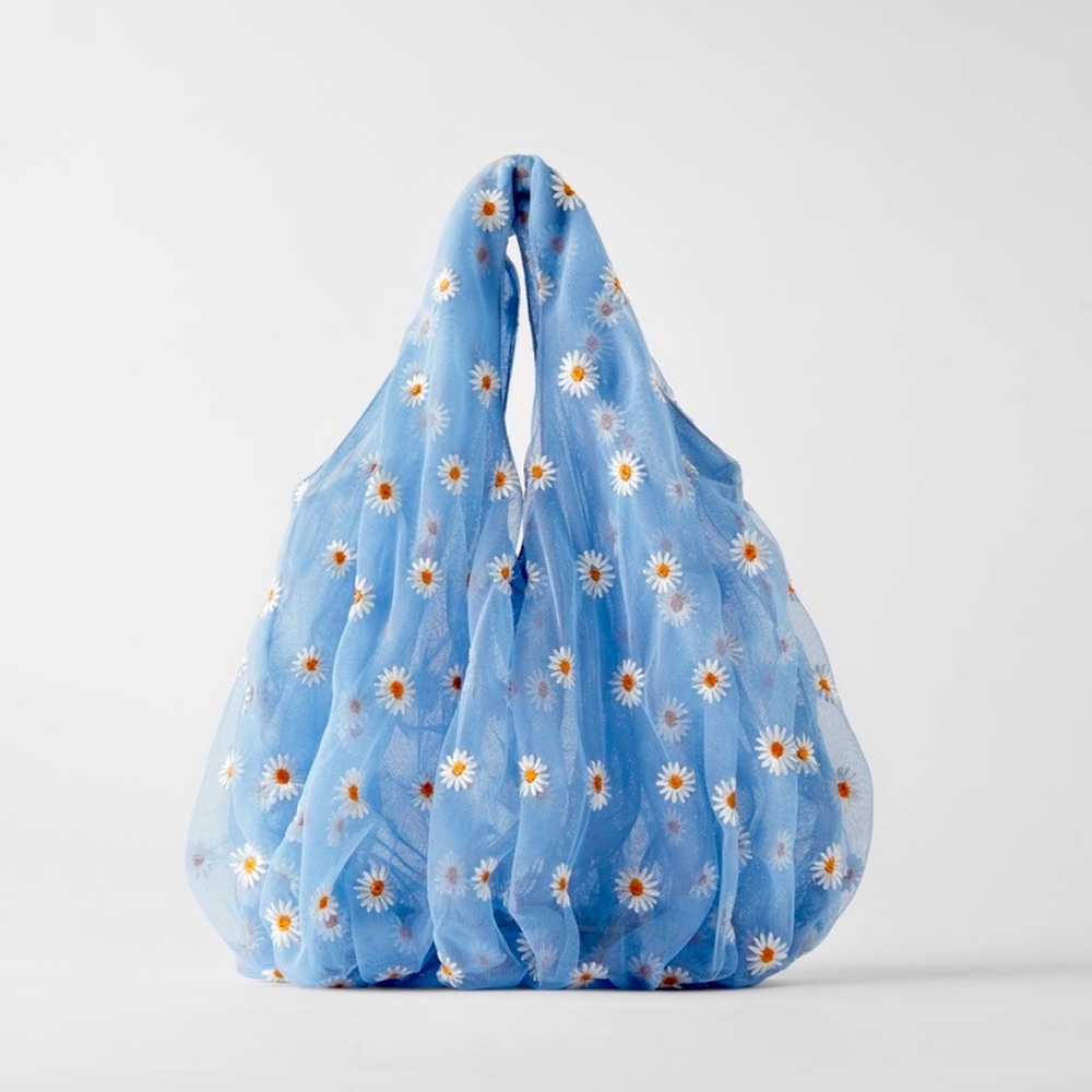 Zara Blue Sheer Floral Bag